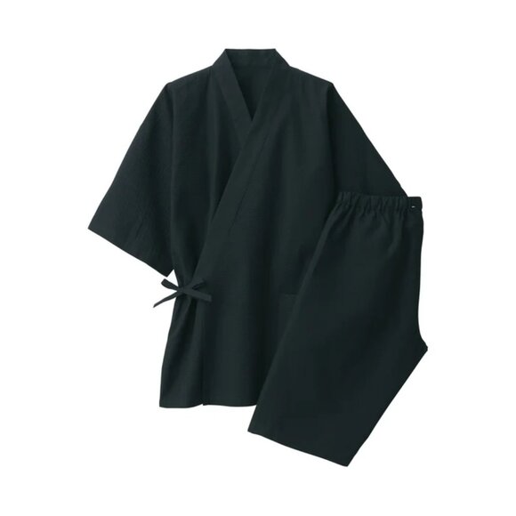 MUJI - Men’s Shijira Jinbei Loungewear Set Deep Black Medium - Picture 4 of 5